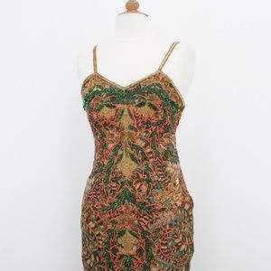 JASDEE Vintage Spaghetti Strap Dress HandWork Bead & Sequins On Silk Style 3072L